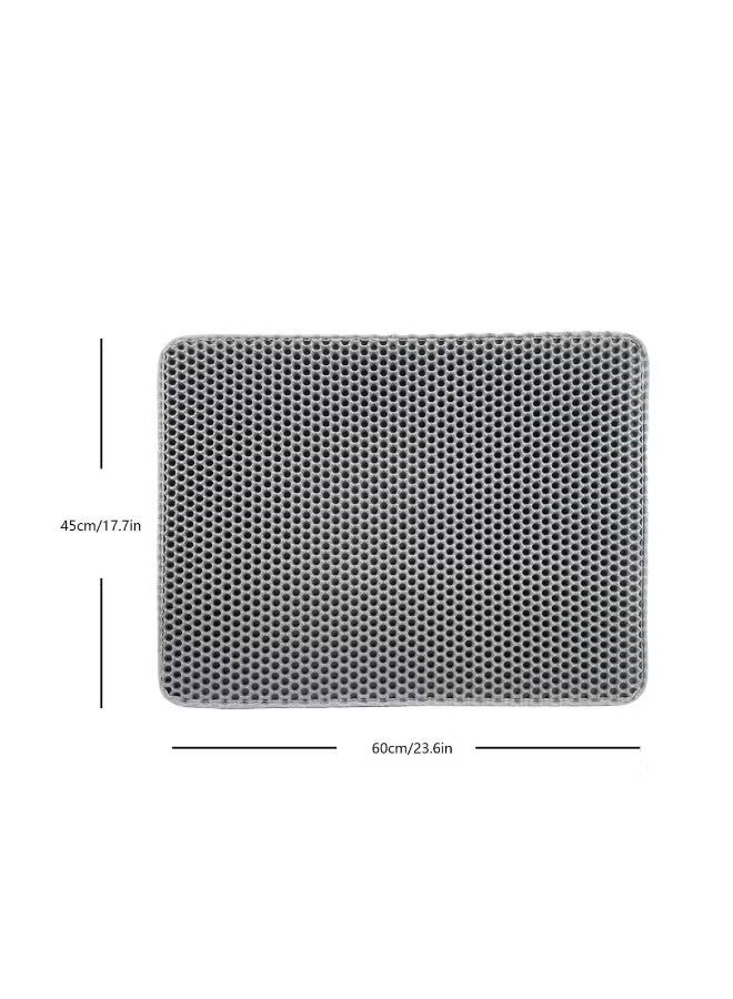 OMEVE Double Layer Honeycomb Cat Litter Tray Mat, Pet Litter Mat for Cats with Urine & Waterproof, Abrasion-Resistant, Non-Toxic Material for Litter Tray Area (60 x 45 cm, Grey) - Image 2